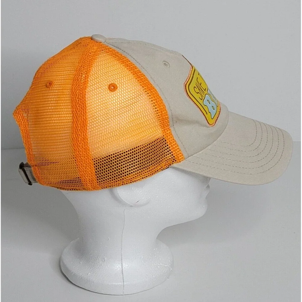 Save The Bees Adjustable Strap Trucker Mesh Cap Hat Smithsonian Orange Logo